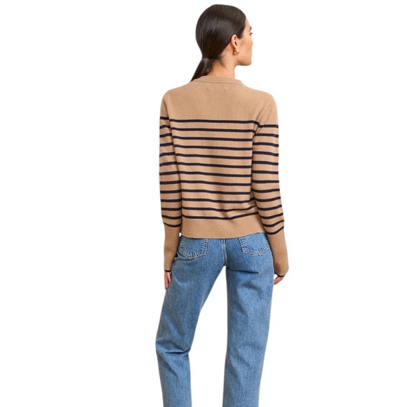 La Ligne Lean Lines Cashmere Sweater. Camel/Navy. M. EUC - Picture 5 of 10